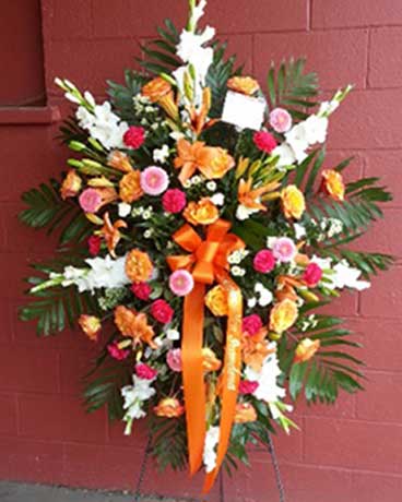 Deep Sunset Standing Spray Flower Arrangement
