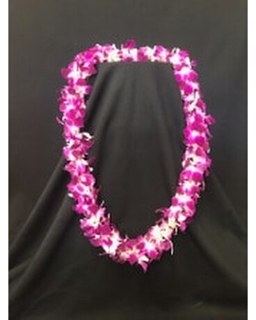 Double Dendrobium Lei - Purple/White Corsage