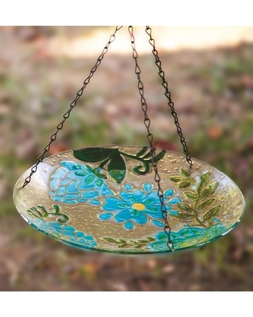 Bird Feeder Garden Flowers Hanging Glass Dish Gifts