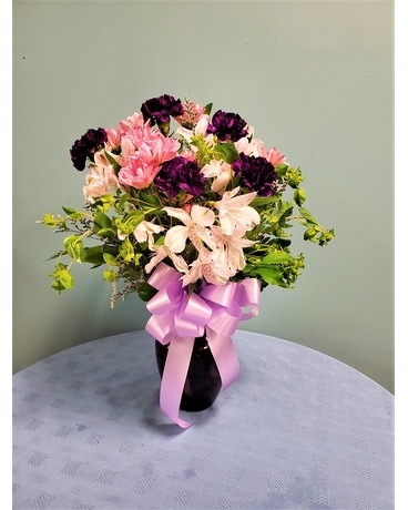 Loeffler's Longlasting Purple Bouquet Flower Arrangement