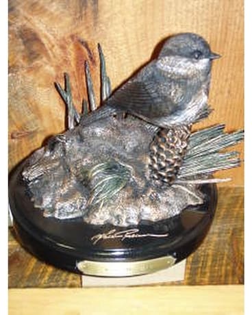 Figurine - Bronze Bird Flower Arrangement