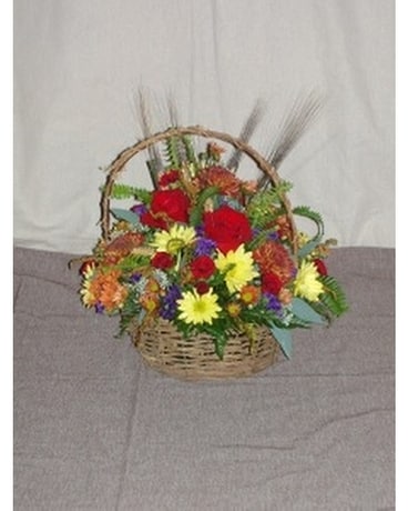 Sympathy Arrangement - Wicker Basket 3 Flower Arrangement