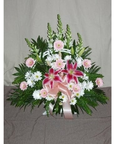 Sympathy Funeral Basket - 6 Flower Arrangement