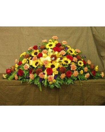 Sympathy Overhead Casket Spray - 1 Fall Flower Arrangement