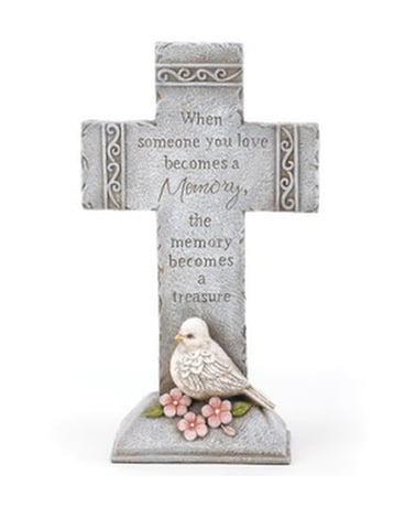 Cross - With Dove Flower Arrangement