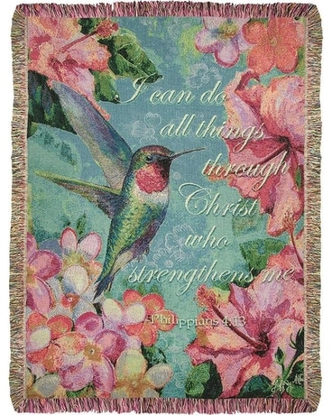 Throw - Hummingbird Hibiscus with verse Gifts