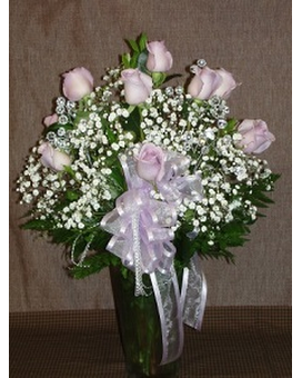 Doz Roses Vased - Pink 1 Flower Arrangement