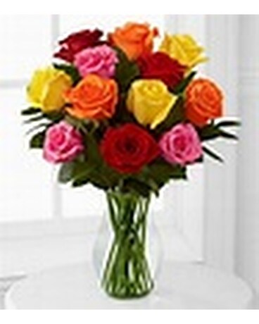 Mixed Roses in a Vase Flower Arrangement
