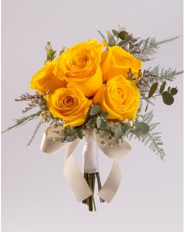 6 Yellow Rose Hand Tied Bouquet Bouquet