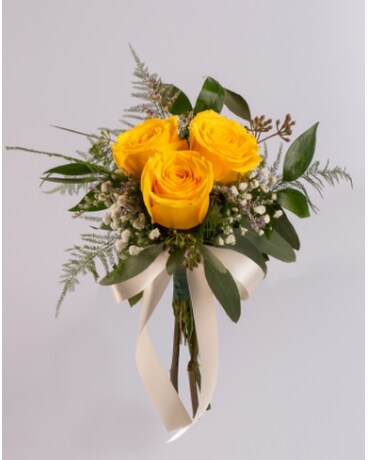 3 Yellow Rose Hand Tied Bouquet Bouquet
