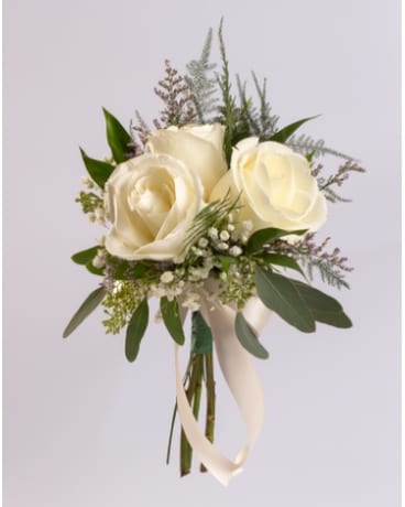 3 White Rose Hand Tied Bouquet Bouquet