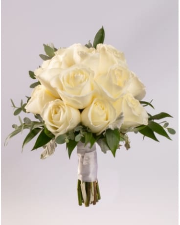 12 White Rose Hand Tied Bouquet Bouquet
