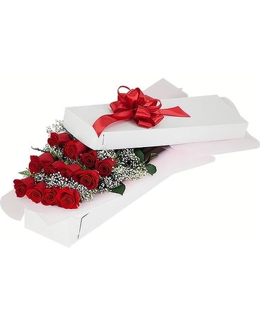 Dozen Roses Boxed Flower Arrangement