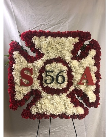 Fire Dept Maltese Cross Funeral Arrangement