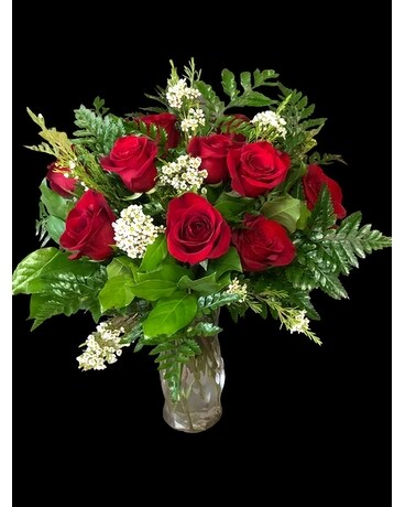 Country Dozen Roses Flower Arrangement