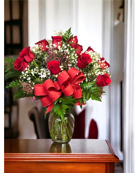 12 Premium Red Roses Flower Arrangement