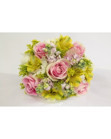 Pink and Yellow Hand Held Bouquet