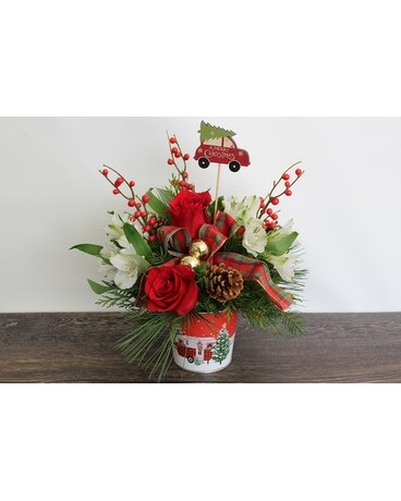 Happy Camper Christmas Flower Arrangement