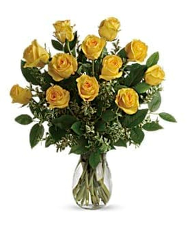 Long Stem Yellow Roses Flower Arrangement