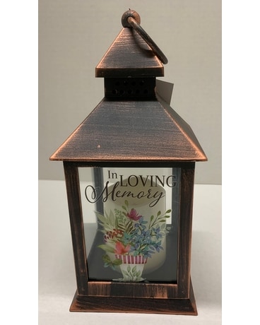 Small: In Loving Memory Lantern Arrangement Flower Arrangement