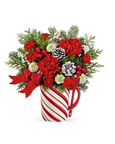 Peppermint Twist Mug Flower Arrangement