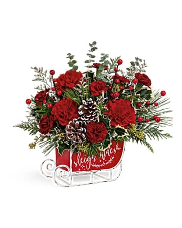 Christmas Sleigh Flower Arrangement