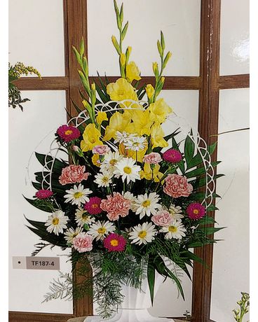 Traditional Mixed Funeral Basket Flower Arrangement