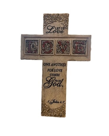 LOVE Resin Cross Flower Arrangement