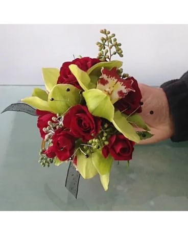 Red rose and orchid nosegay – 22603 Corsage