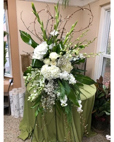 White & Green Spray –1056 Funeral Arrangement