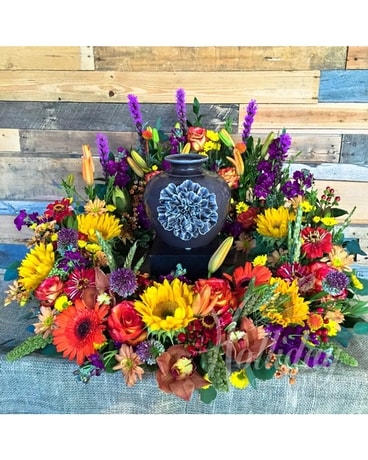 Colorful Surround for Urn – 1910 Funeral Arrangement