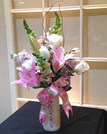 Baby Girl Bottle- 41404 Flower Arrangement
