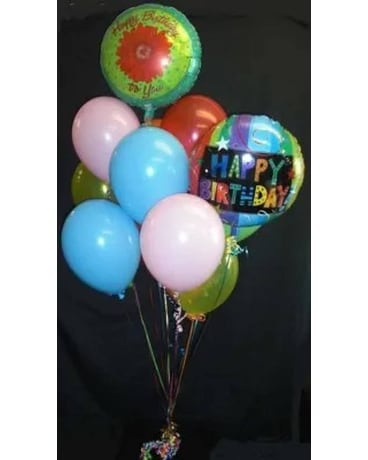 Happy Birthday Balloon Cluster Flower Arrangement