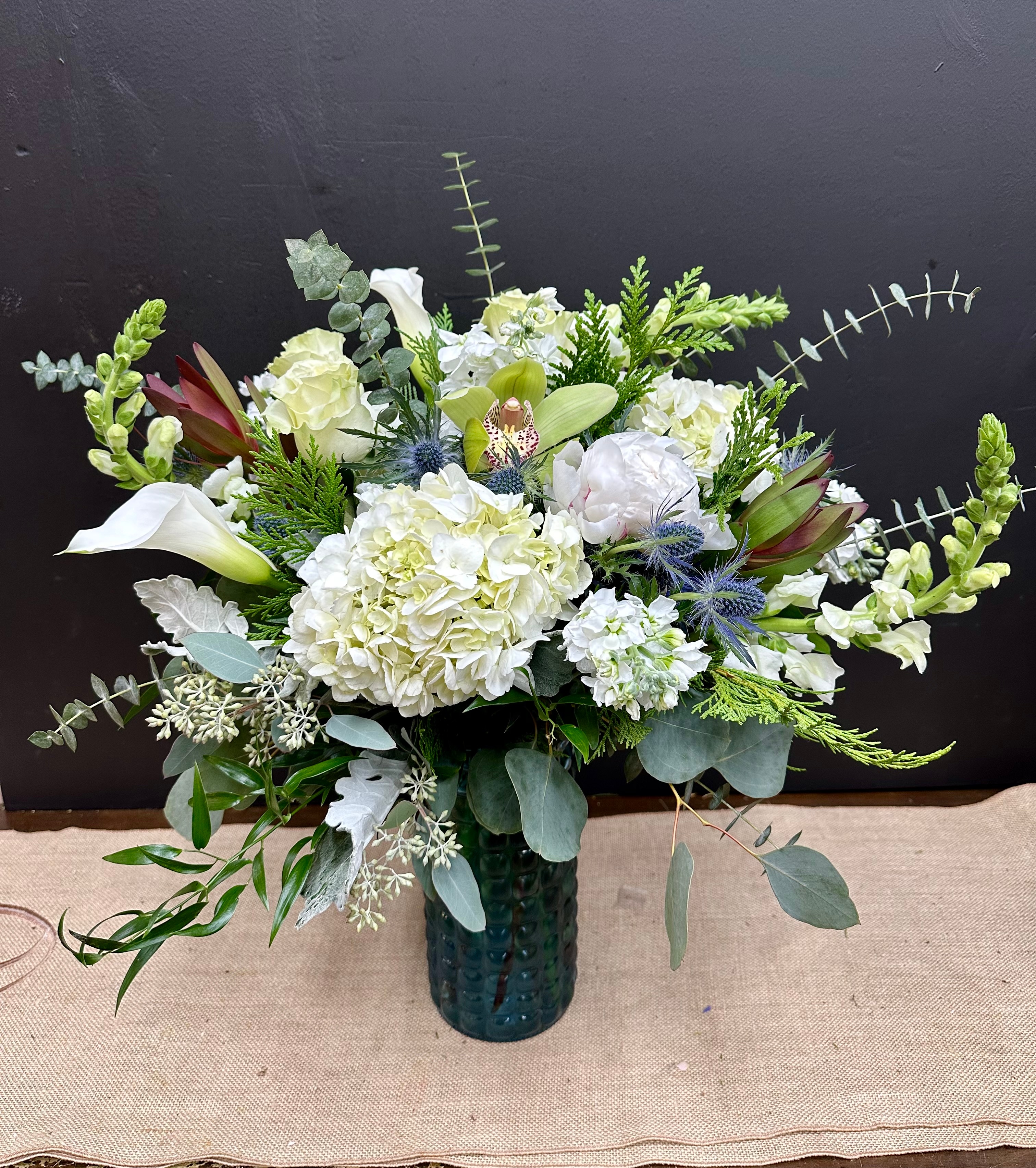 Blue Christmas Flower Arrangement