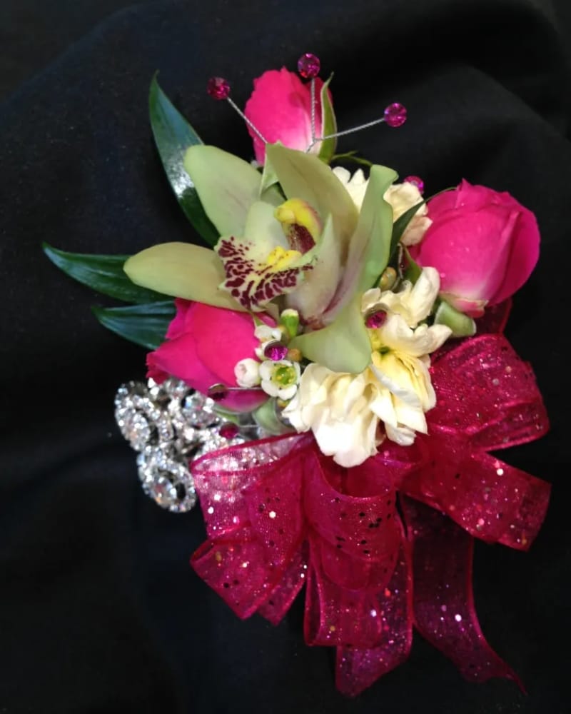 Pink and Green corsage- 41704 in Memphis TN - Holliday Flowers, Inc.