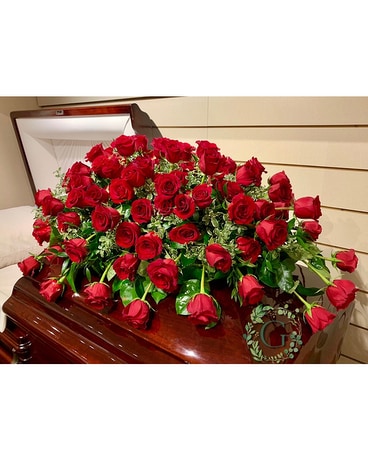 Our Beloved  (Deluxe Pictured) Funeral Casket Spray Flowers