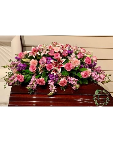 Lavender Grace Funeral Casket Spray Flowers