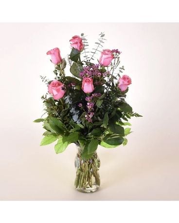 McShan 6 Pink Roses Flower Arrangement