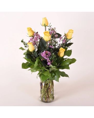 McShan 6 Yellow Roses Flower Arrangement