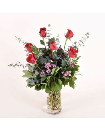 McShan 6 Red Roses Flower Arrangement