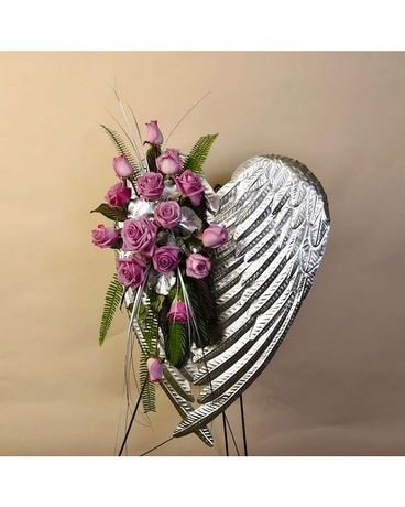 McShan Wings Of Love Easel In Lavender Roses Flower Arrangement