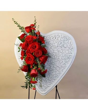 McShan Faithful Heart Easel Spray With Roses Flower Arrangement