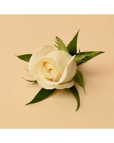 McShan White Rose Boutonneire Flower Arrangement