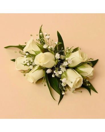 McShan Mini White Rose Corsage (No Bow) Flower Arrangement