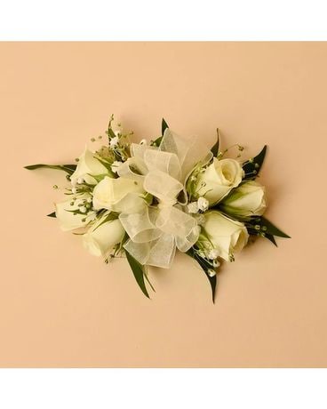McShan Mini White Rose Corsage Flower Arrangement