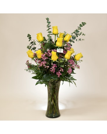 McShan Dozen Yellow Roses Flower Arrangement