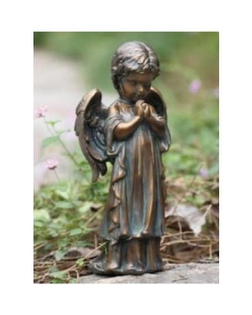 Bronze Praying Cherub Flower Arrangement