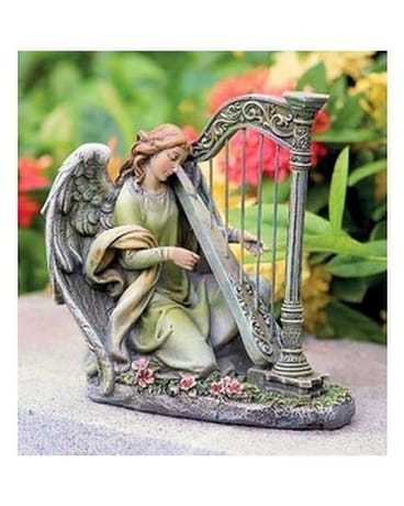 Angel With Harp Wind Chime Flower Arrangement