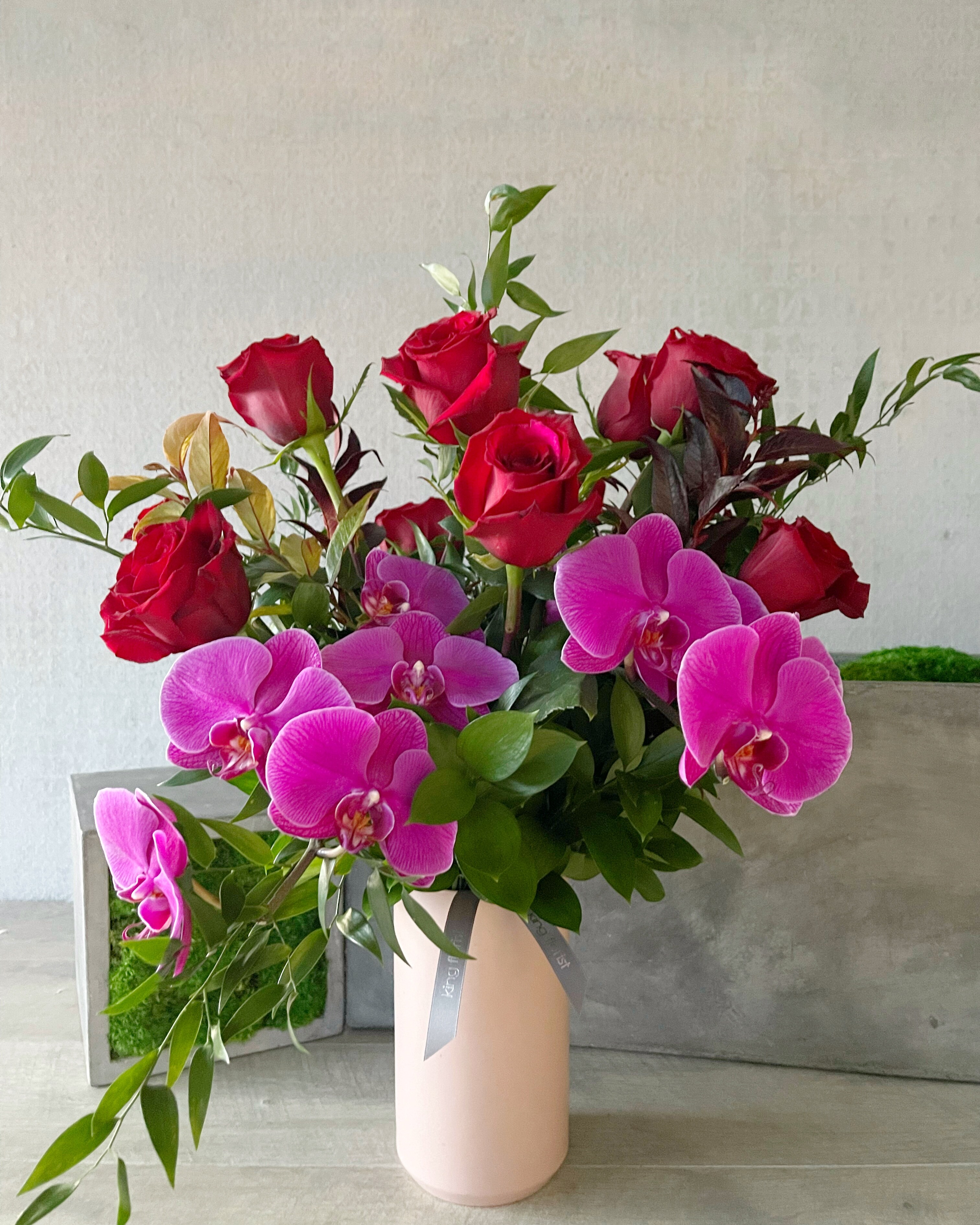 Pure Romance - Roses and Orchids Flower Arrangement