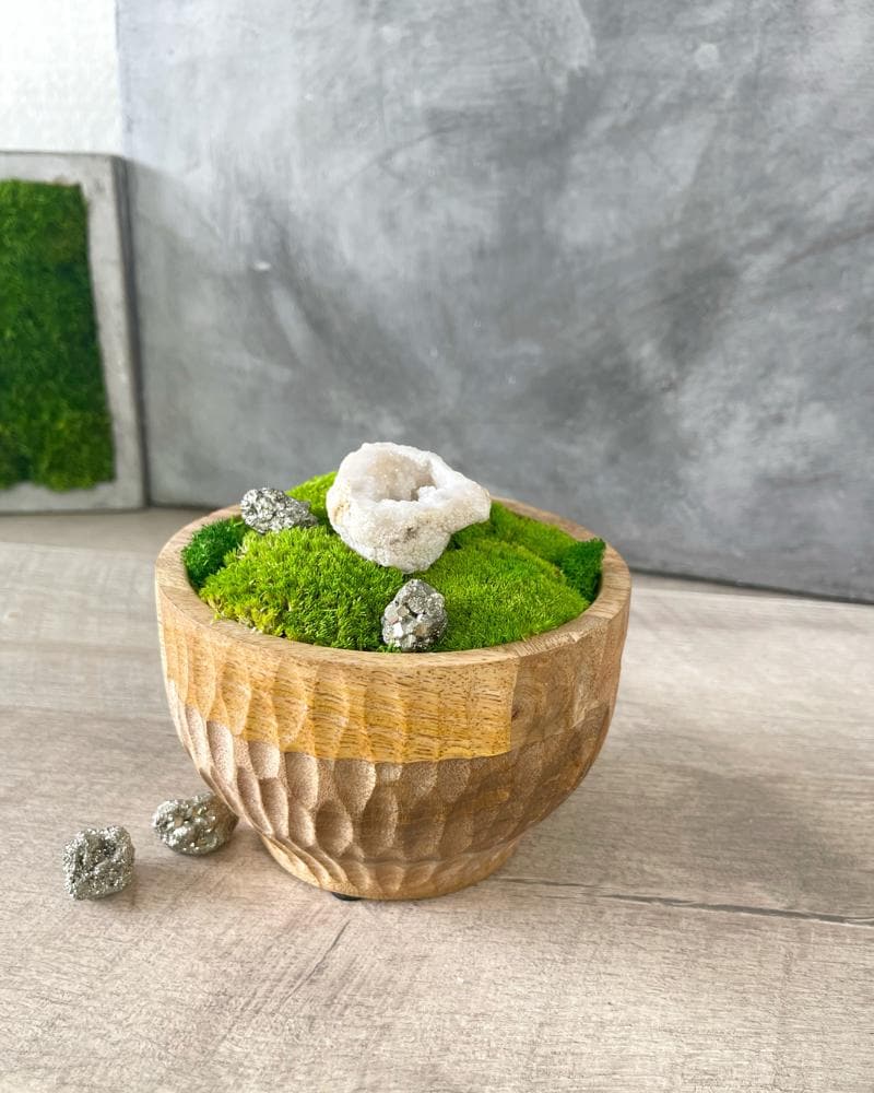 Petite Moss Bowl Flower Arrangement